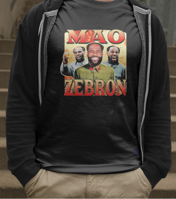Mao Zebron Lebron James Fusion In Vintage Propaganda Style T-Shirt