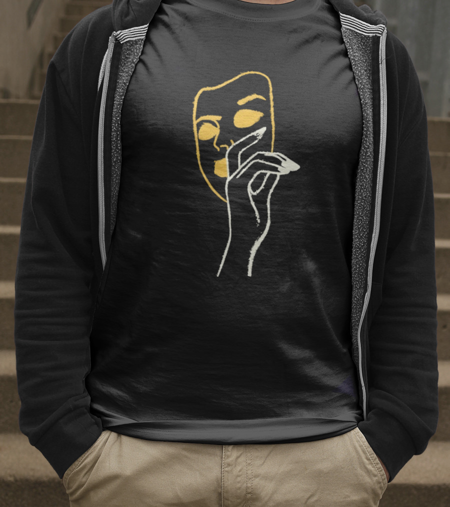 Liam St John Little White Lies Mask Abstract Line Art T-Shirt