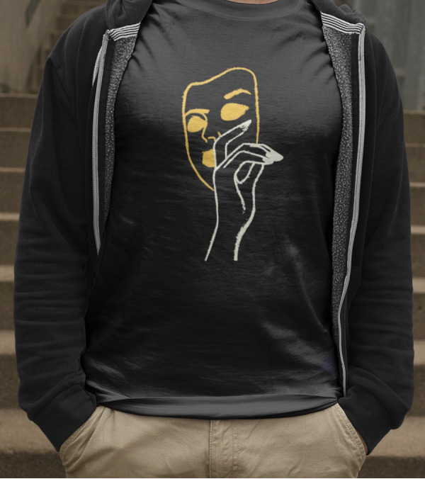 Liam St John Little White Lies Mask Abstract Line Art T-Shirt