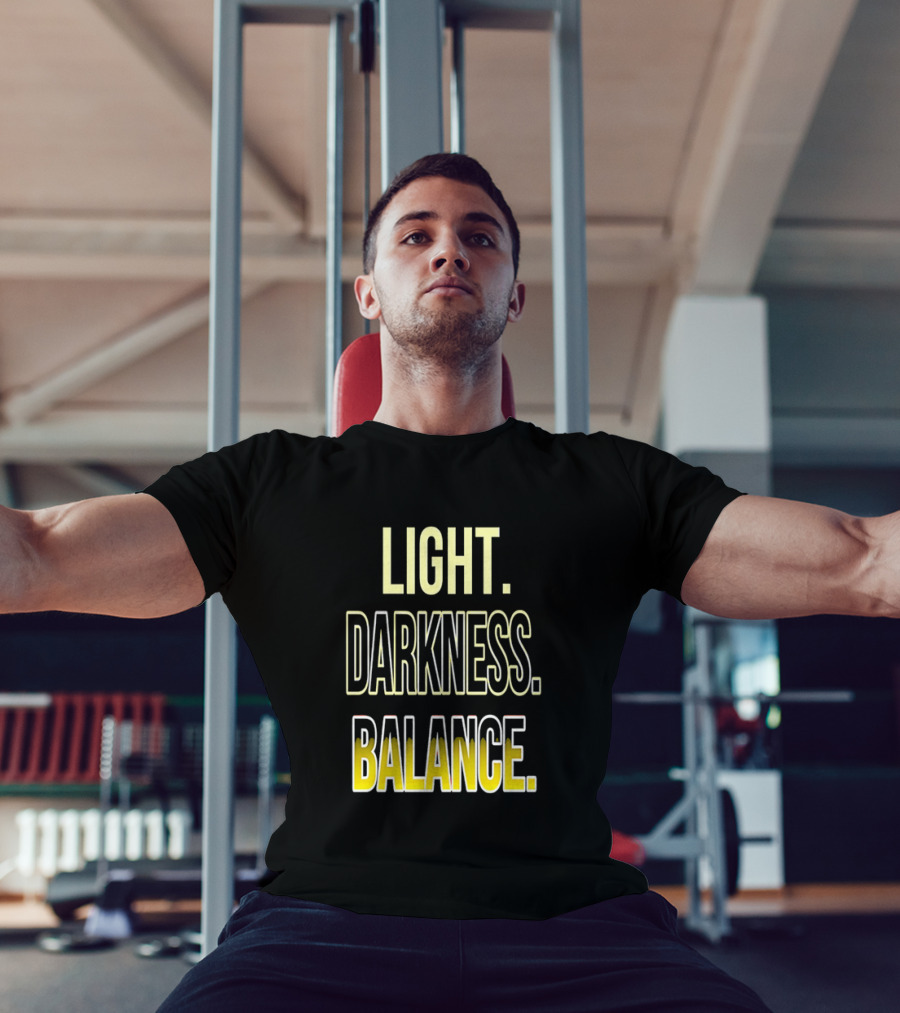 Light Darkness Balance Text In Yellow And Black Typography T-Shirt