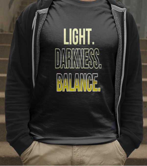 Light Darkness Balance Text In Yellow And Black Typography T-Shirt