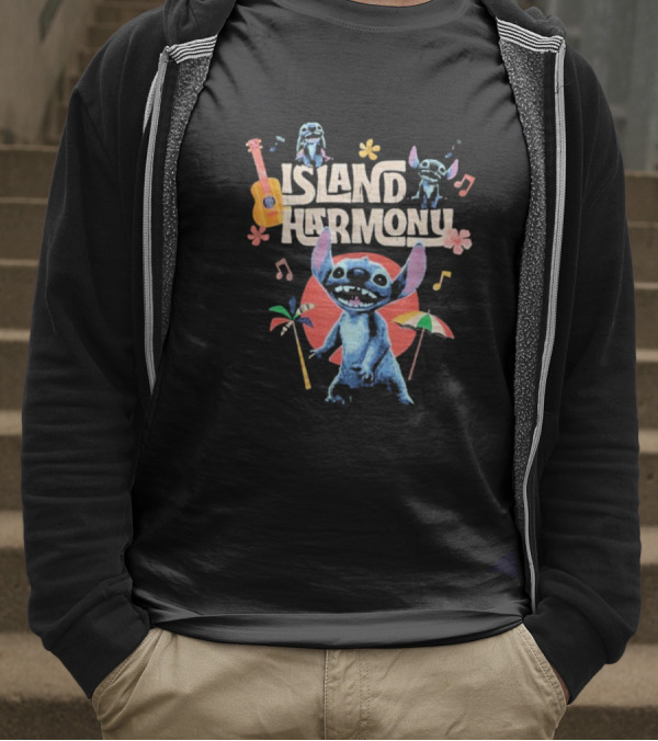 Lilo And Stitch Island Harmony Music Celebration With Cute Stitch And Ukulele T-Shirt