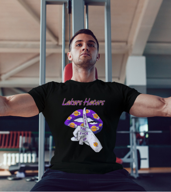 Lakers Haters Shut The F*ck Up Lips Finger Gesture Basketball Theme T-Shirt