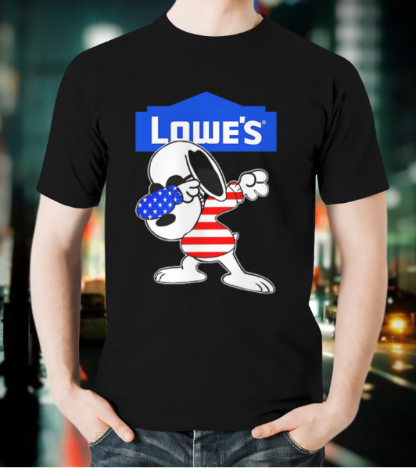 Lowe's Snoopy Dabbing American Flag Stripes T-Shirt