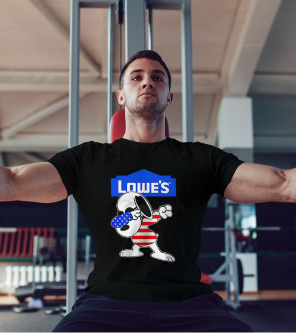 Lowe's Snoopy Dabbing American Flag Stripes T-Shirt