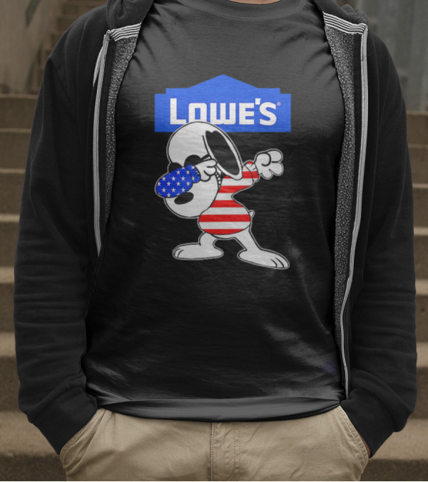 Lowe's Snoopy Dabbing American Flag Stripes T-Shirt