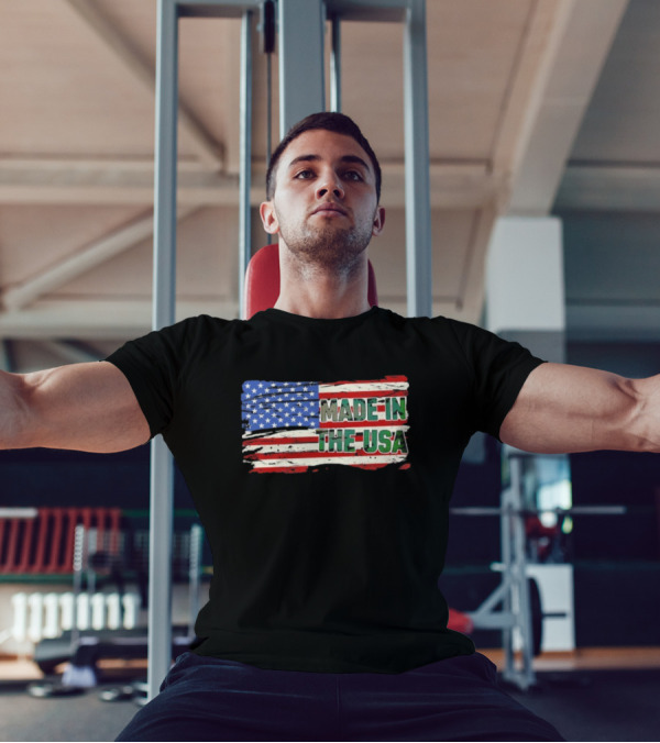 Made In The USA American Flag Stars Stripes Vintage Look T-Shirt