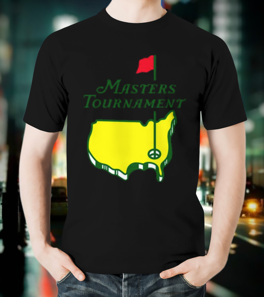 Masters Tournament Yellow Map With Red Flag T-Shirt