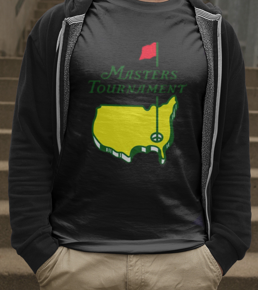 Masters Tournament Yellow Map With Red Flag T-Shirt