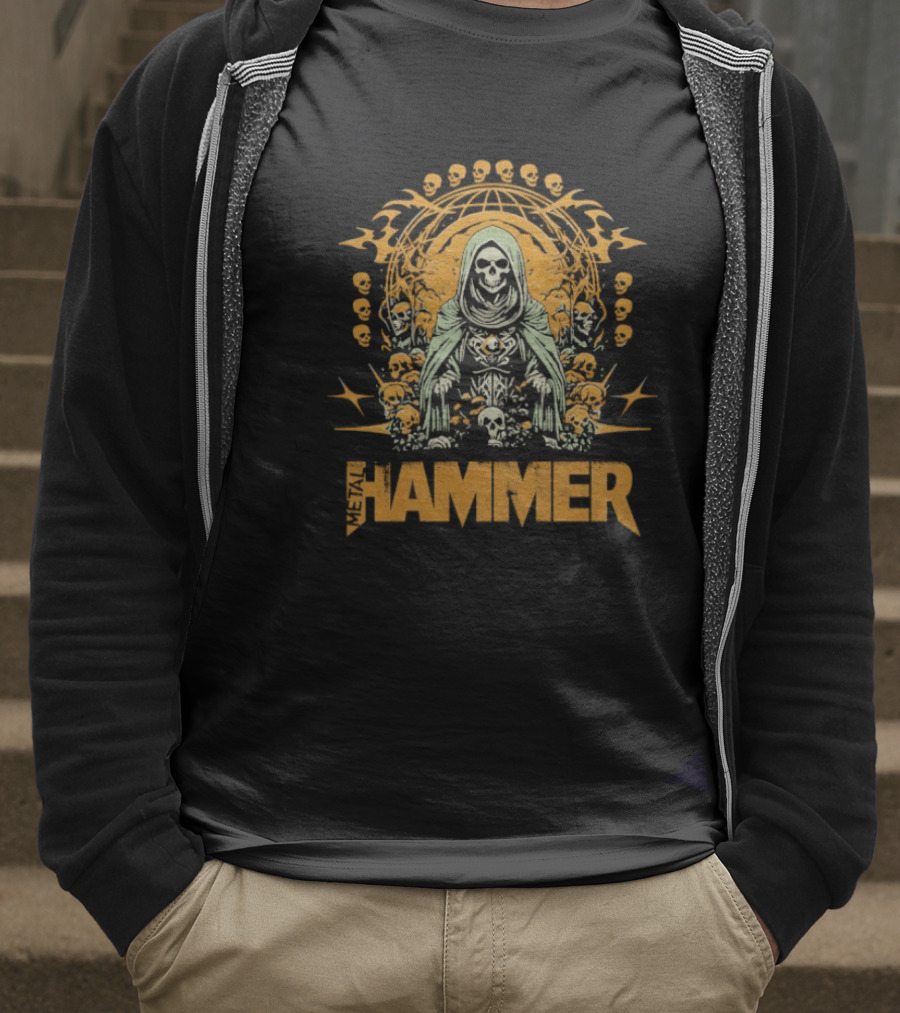 Metal Hammer Skull Wreath Grim Reaper T-Shirt