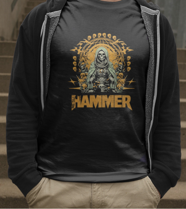 Metal Hammer Skull Wreath Grim Reaper T-Shirt