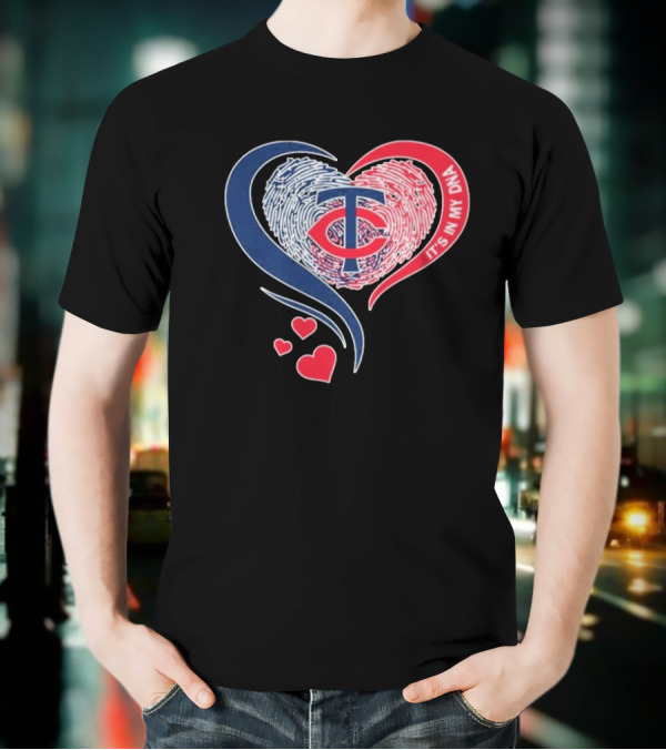 Minnesota Twins TC Logo It's In My DNA Heart Fingerprint Pattern T-Shirt