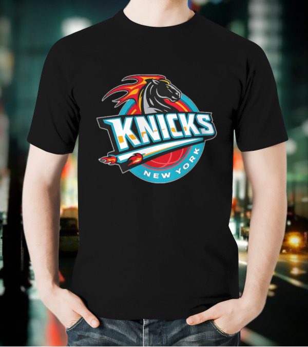 New York Knicks 2025 Horse Emblem With Blue And Red Accents T-Shirt