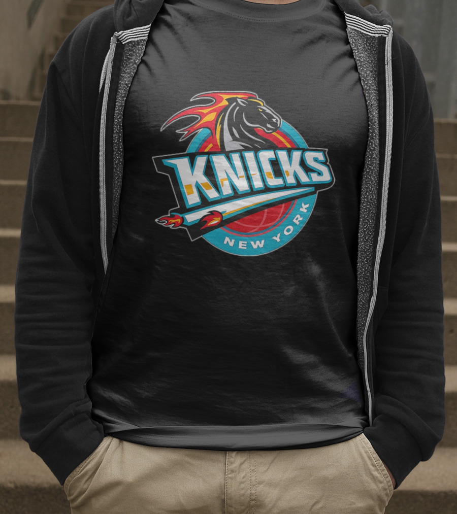 New York Knicks 2025 Horse Emblem With Blue And Red Accents T-Shirt
