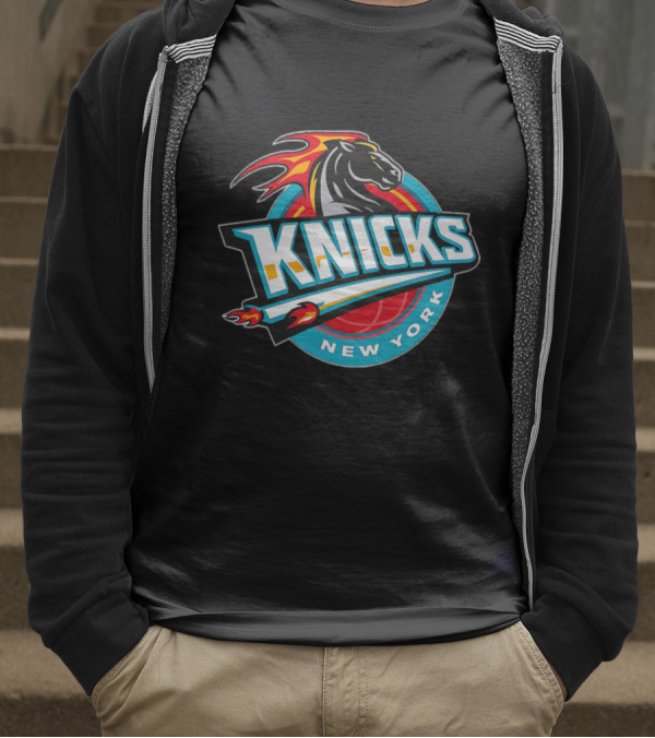 New York Knicks 2025 Horse Emblem With Blue And Red Accents T-Shirt