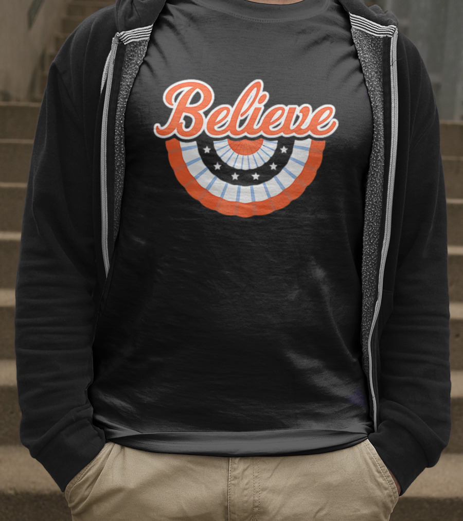 New York Mets Baseball Believe Stars With Patriotic Bunting T-Shirt