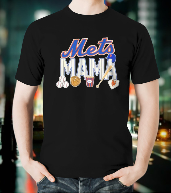 Mets Mama Mother’s Day Peanuts MLB Baseball Glove Bat Cap T-Shirt