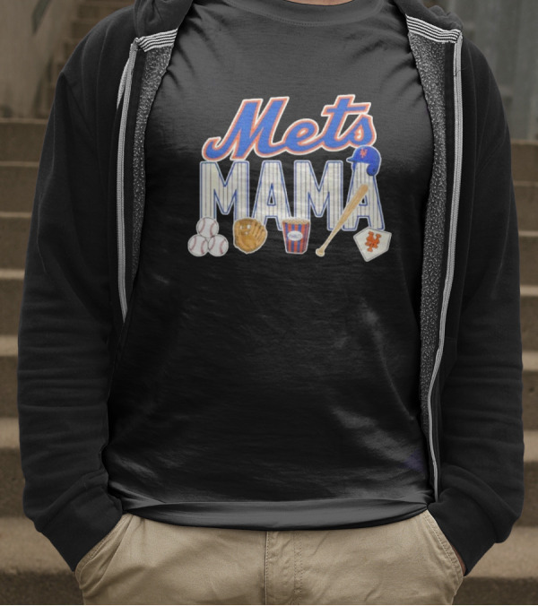 Mets Mama Mother’s Day Peanuts MLB Baseball Glove Bat Cap T-Shirt