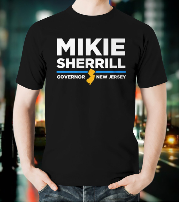 Mikie Sherrill Governor New Jersey With State Map Icon T-Shirt