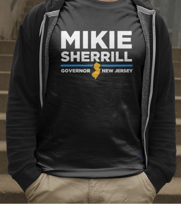 Mikie Sherrill Governor New Jersey With State Map Icon T-Shirt