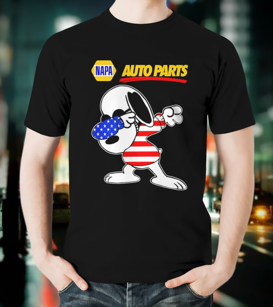 NAPA Auto Parts Snoopy Dabbing USA Flag Character T-Shirt