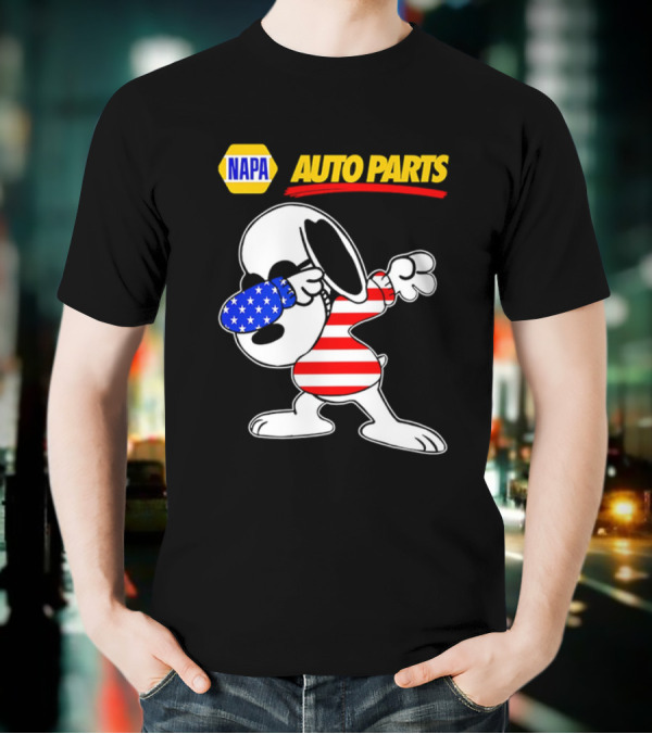 NAPA Auto Parts Snoopy Dabbing USA Flag Character T-Shirt