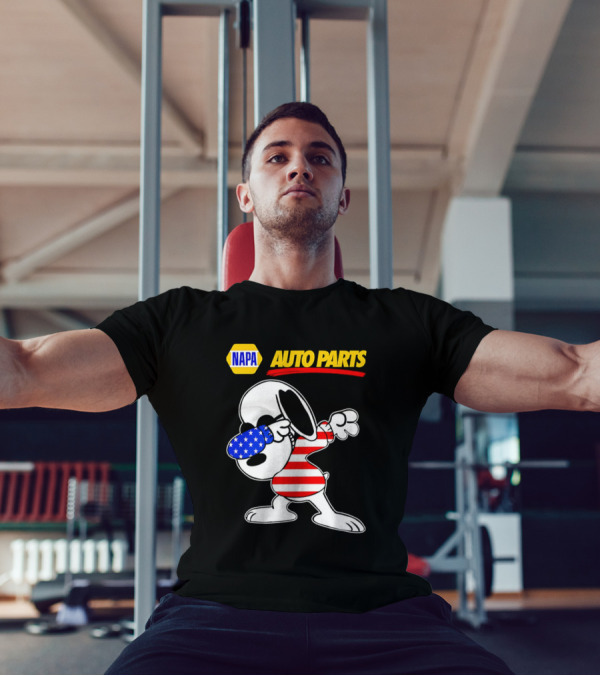 NAPA Auto Parts Snoopy Dabbing USA Flag Character T-Shirt