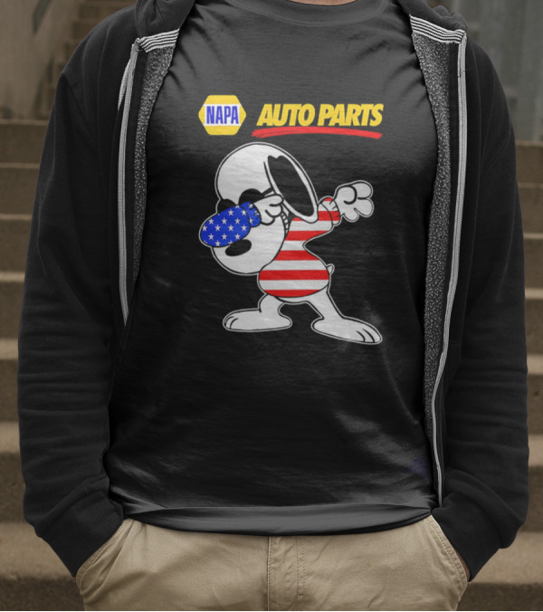 NAPA Auto Parts Snoopy Dabbing USA Flag Character T-Shirt