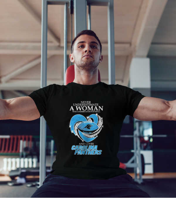 Never Underestimate A Woman Who Understands Football And Loves Carolina Panthers T-Shirt