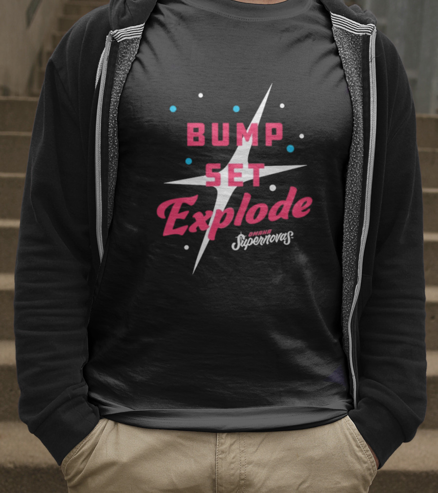 Omaha Supernovas Bump Set Explode Volleyball Starburst T-Shirt