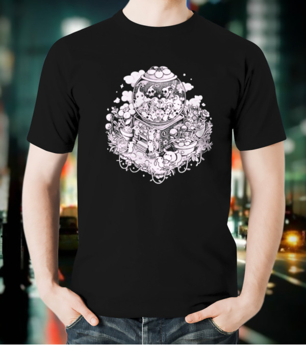 Gacha Machine With Skulls And Flowers Pick-Me T-Shirt