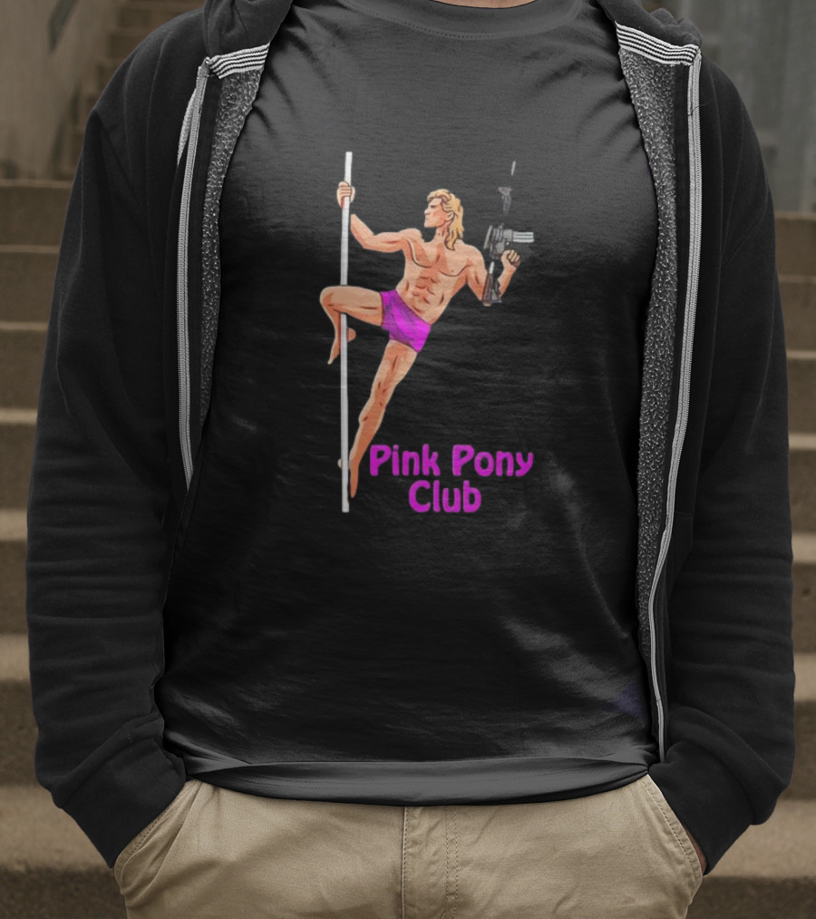 Pink Pony Club Pole Dancer With Gun T-Shirt