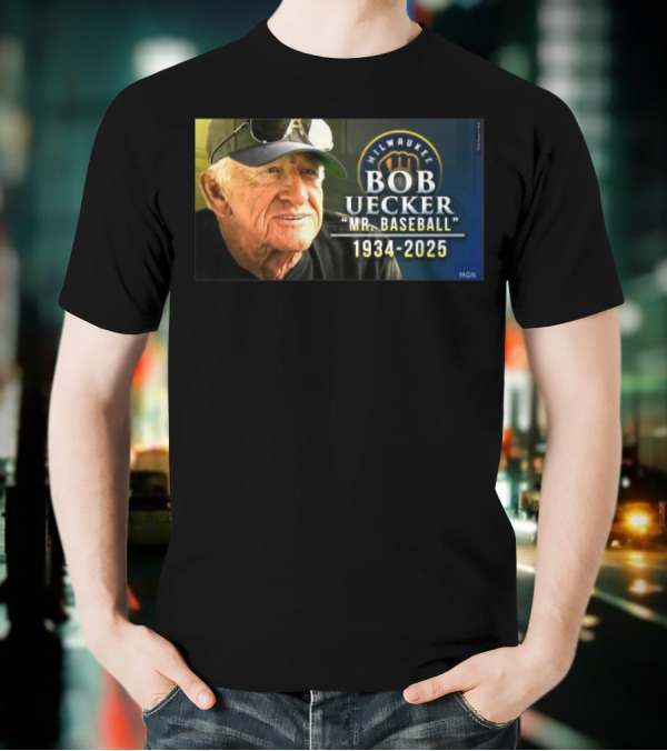 Milwaukee Brewers Bob Uecker Mr. Baseball 1934-2025 Tribute T-Shirt