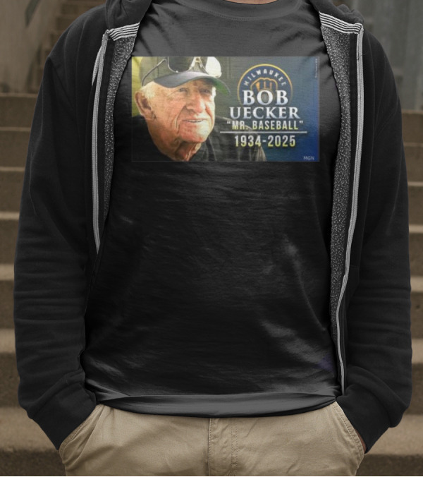 Milwaukee Brewers Bob Uecker Mr. Baseball 1934-2025 Tribute T-Shirt