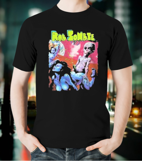 Rob Zombie Colorful Extraterrestrial Humor Scene T-Shirt