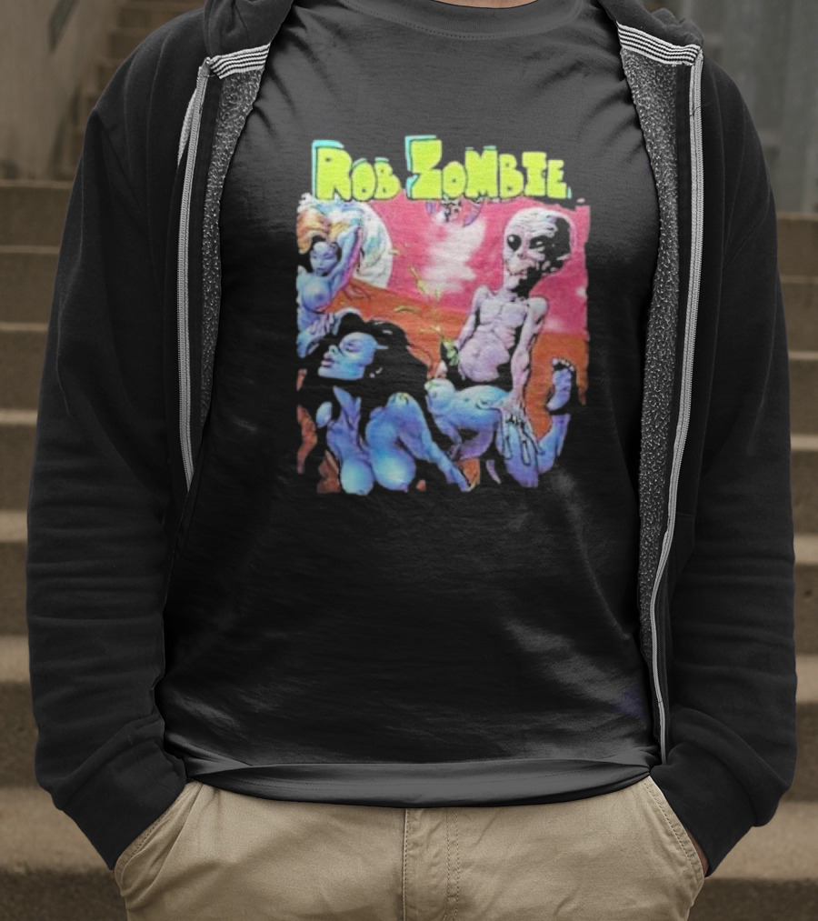 Rob Zombie Colorful Extraterrestrial Humor Scene T-Shirt