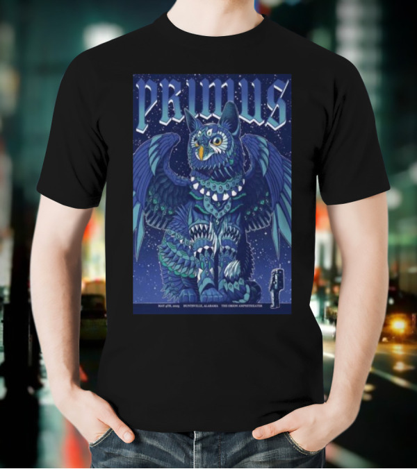 PRIMUS May 4 2025 Huntsville Alabama The Orion Amphitheater Owl Art T-Shirt