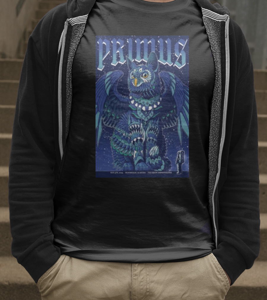 PRIMUS May 4 2025 Huntsville Alabama The Orion Amphitheater Owl Art T-Shirt