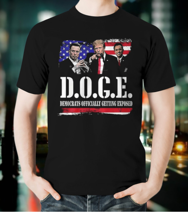 Patriot Pride Mens D.O.G.E Team Democrats Officially Getting Exposed USA Flag Icons T-Shirt