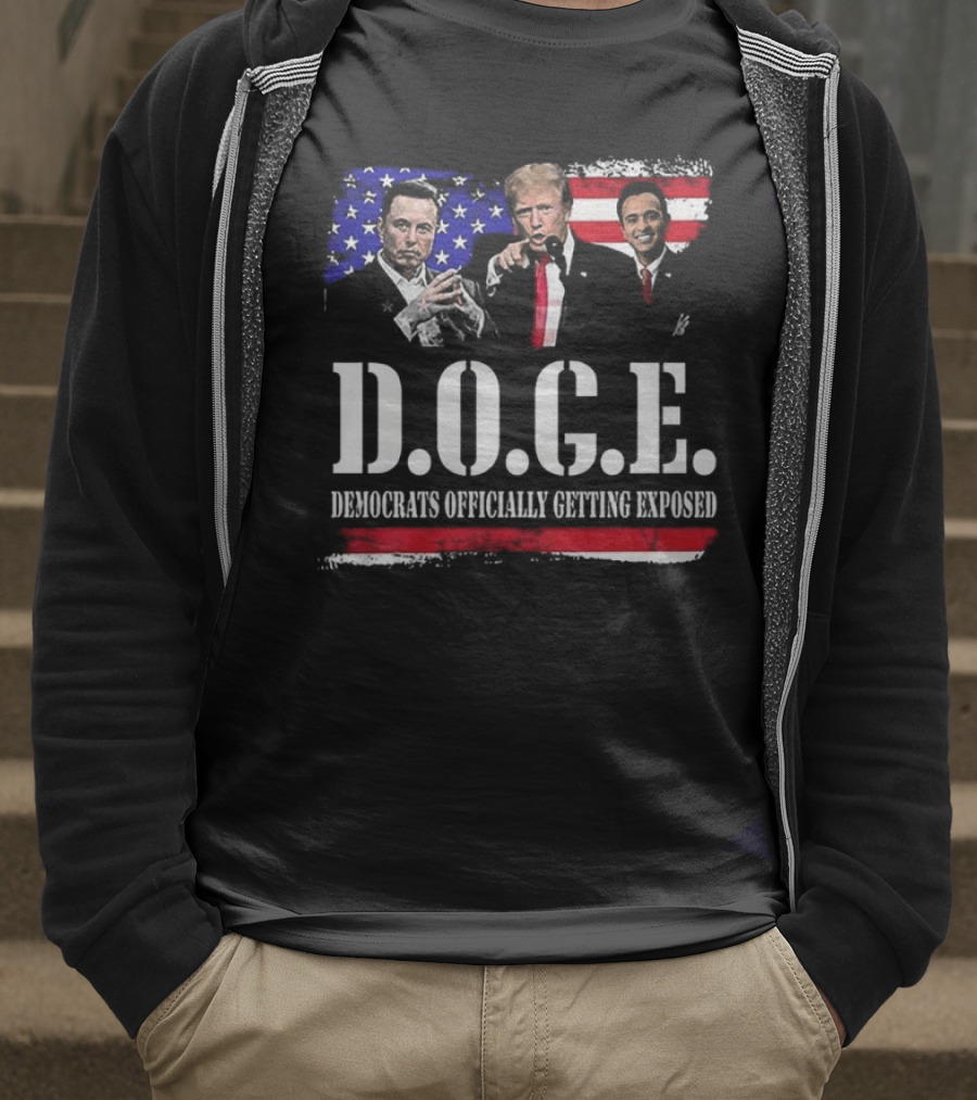 Patriot Pride Mens D.O.G.E Team Democrats Officially Getting Exposed USA Flag Icons T-Shirt