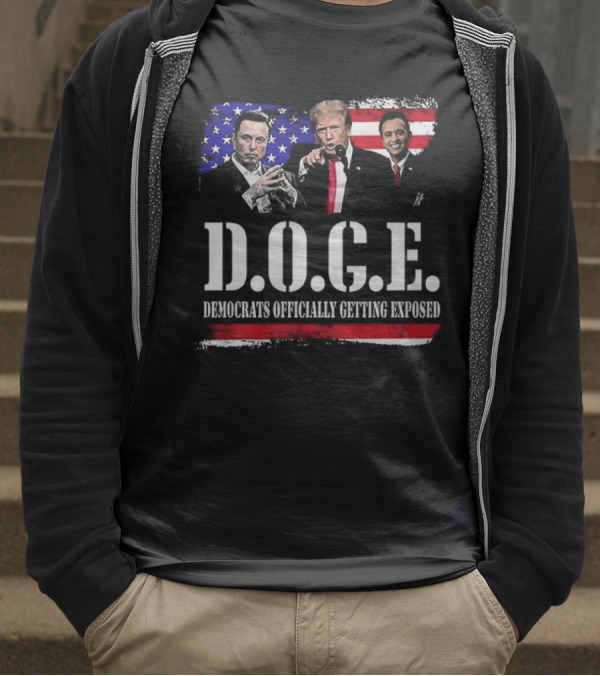 Patriot Pride Mens D.O.G.E Team Democrats Officially Getting Exposed USA Flag Icons T-Shirt