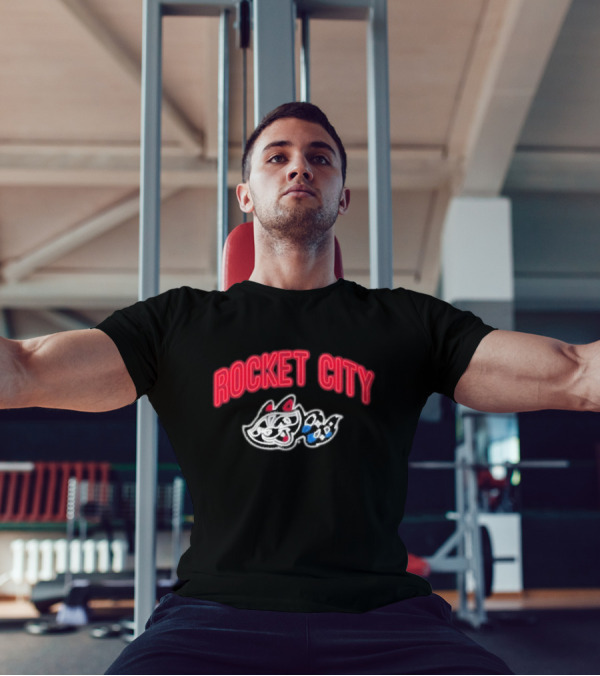 Rocket City Trash Pandas Neon Logo And Mascot T-Shirt