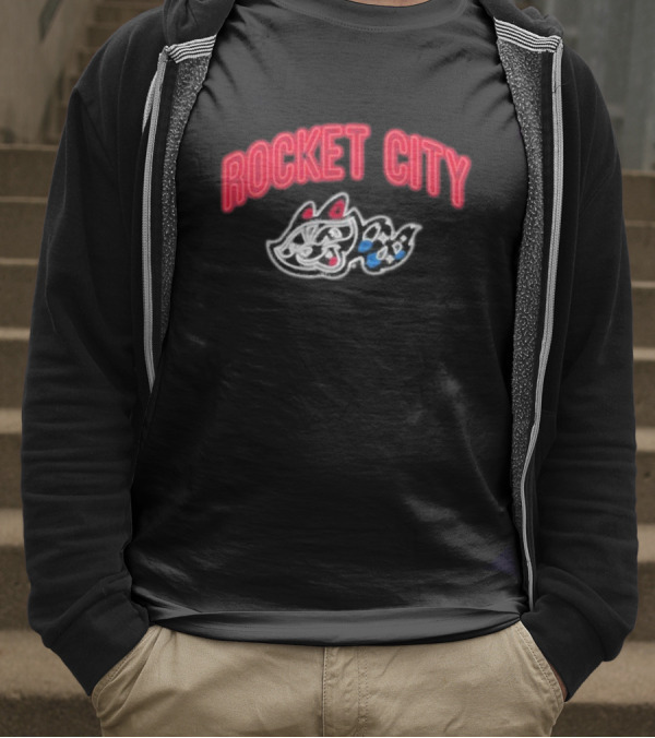 Rocket City Trash Pandas Neon Logo And Mascot T-Shirt