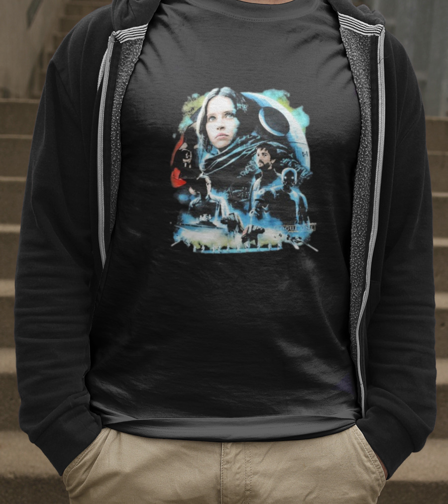 Rogue One A Star Wars Story Geeks Rule 15 Jyn Erso Cassian K-2SO Darth Vader Silkscreen T-Shirt