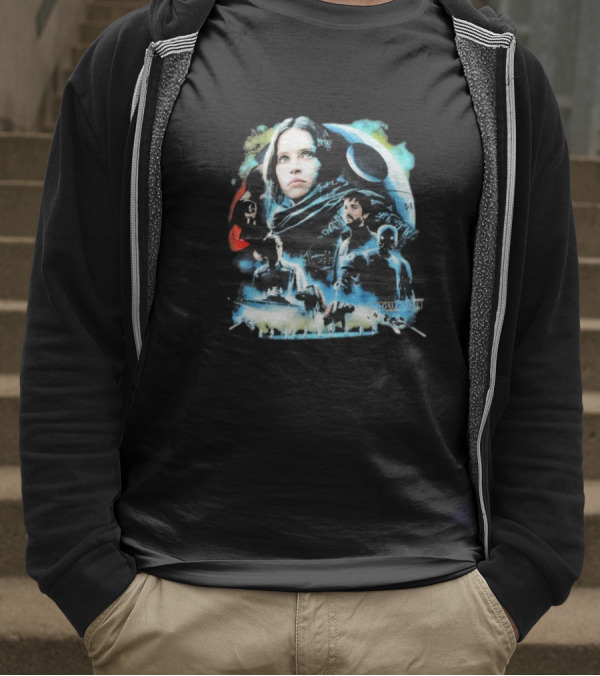 Rogue One A Star Wars Story Geeks Rule 15 Jyn Erso Cassian K-2SO Darth Vader Silkscreen T-Shirt
