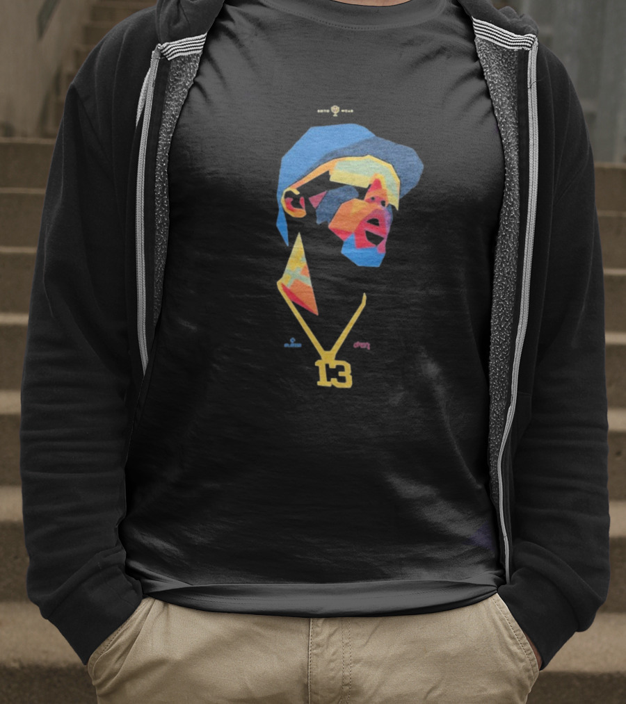 Ronald Acuna Jr 13 Abstract Geometric Style With Gold Chain And Colorful Hat T-Shirt