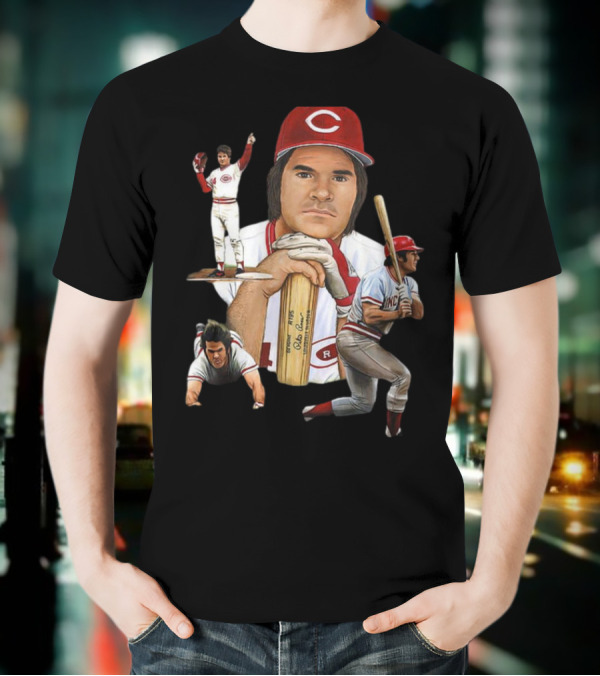 PETE ROSE Cincinnati Reds Baseball Legend 41 24 T-Shirt