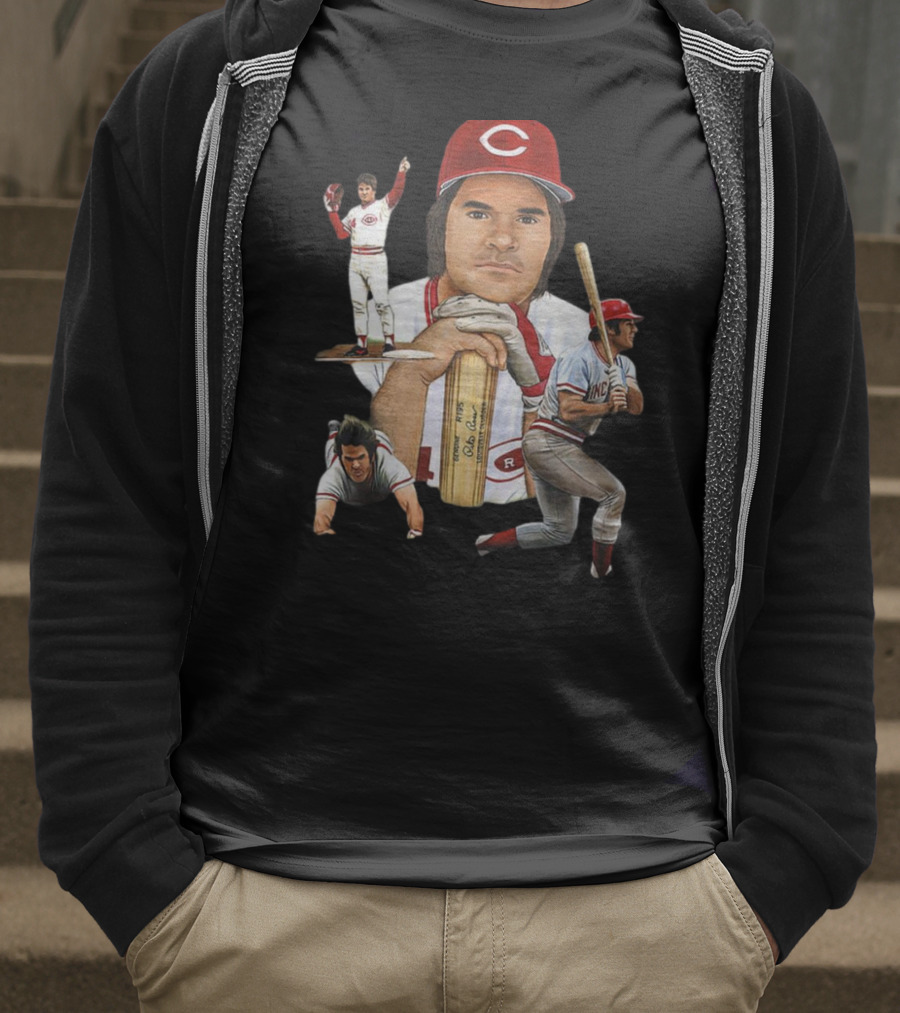 PETE ROSE Cincinnati Reds Baseball Legend 41 24 T-Shirt