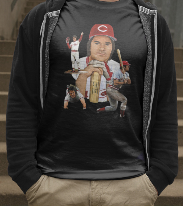 PETE ROSE Cincinnati Reds Baseball Legend 41 24 T-Shirt