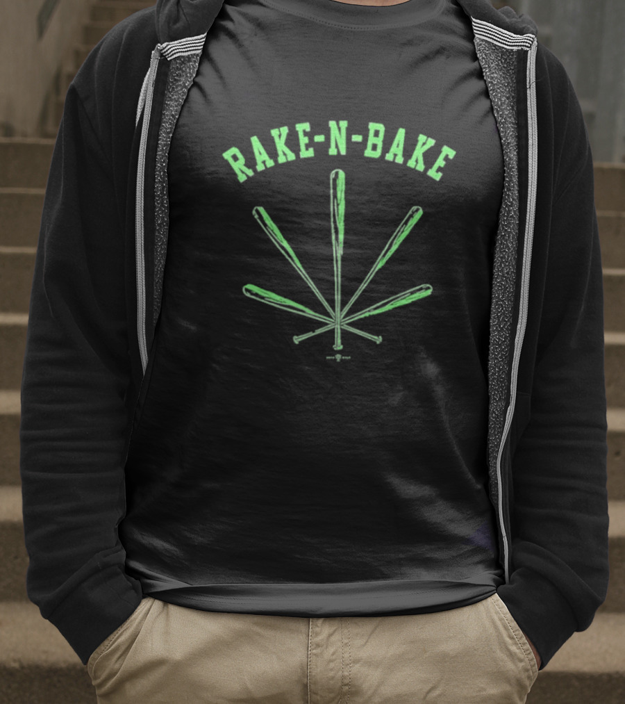 Rake-N-Bake Baseball Bat Leaf Design T-Shirt